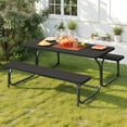 thumbnail image 2 of ModFusion Multi-Purpose 6ft Outdoor Picnic Table Set with Black Wood Grain HDPE Tabletop, Detachable Design & Heavy-Duty Iron Legs, Weather-Resistant, 2 of 8