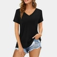 thumbnail image 2 of SHITINN Womens Tops Women's V Neck Short Sleeved Solid Color Top T Shirt Short Sleeve Blouses Summer Clothes for Women, 2 of 5