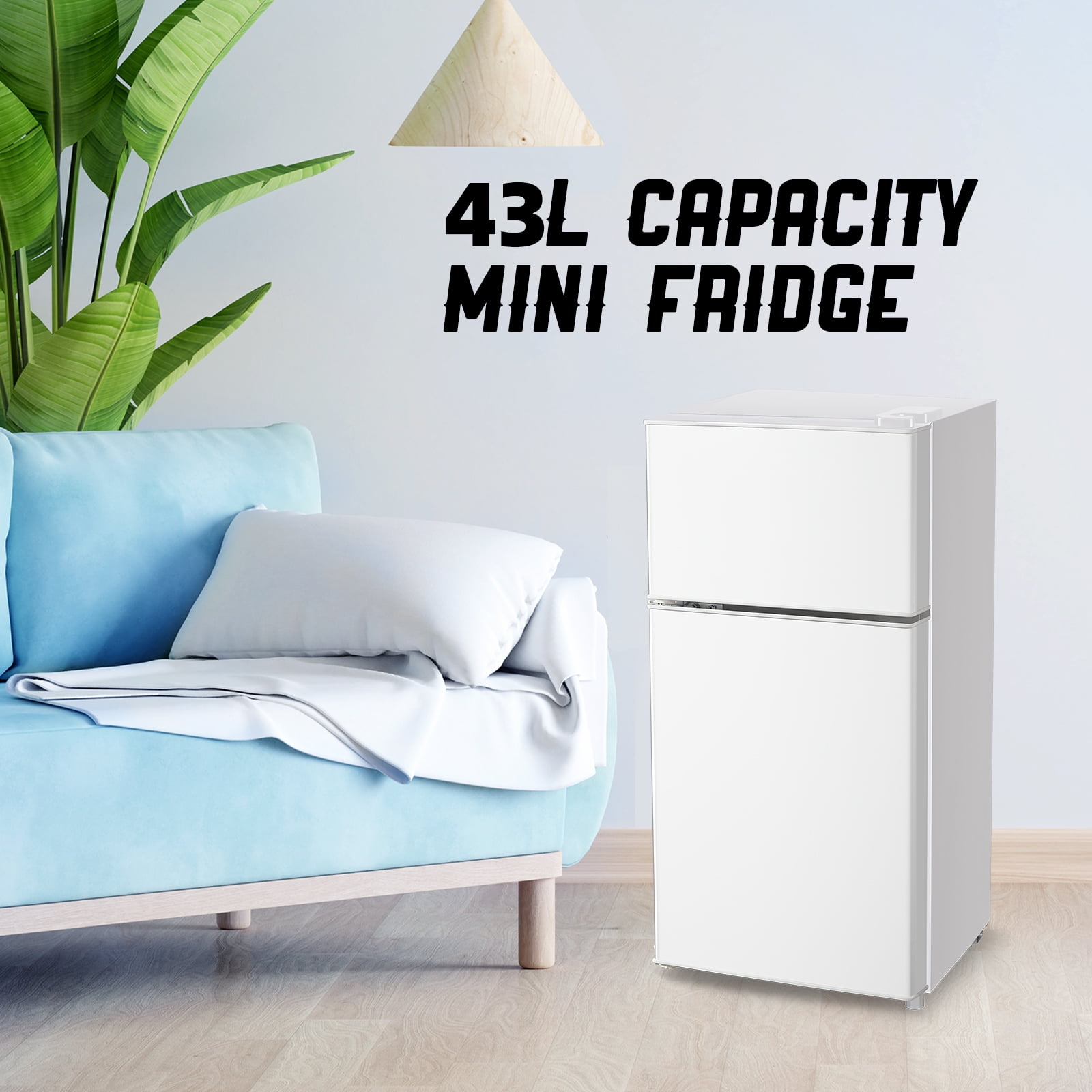 TACOOL Mini Refrigerator with Top Freezer 43 Liter Dual Door Small
