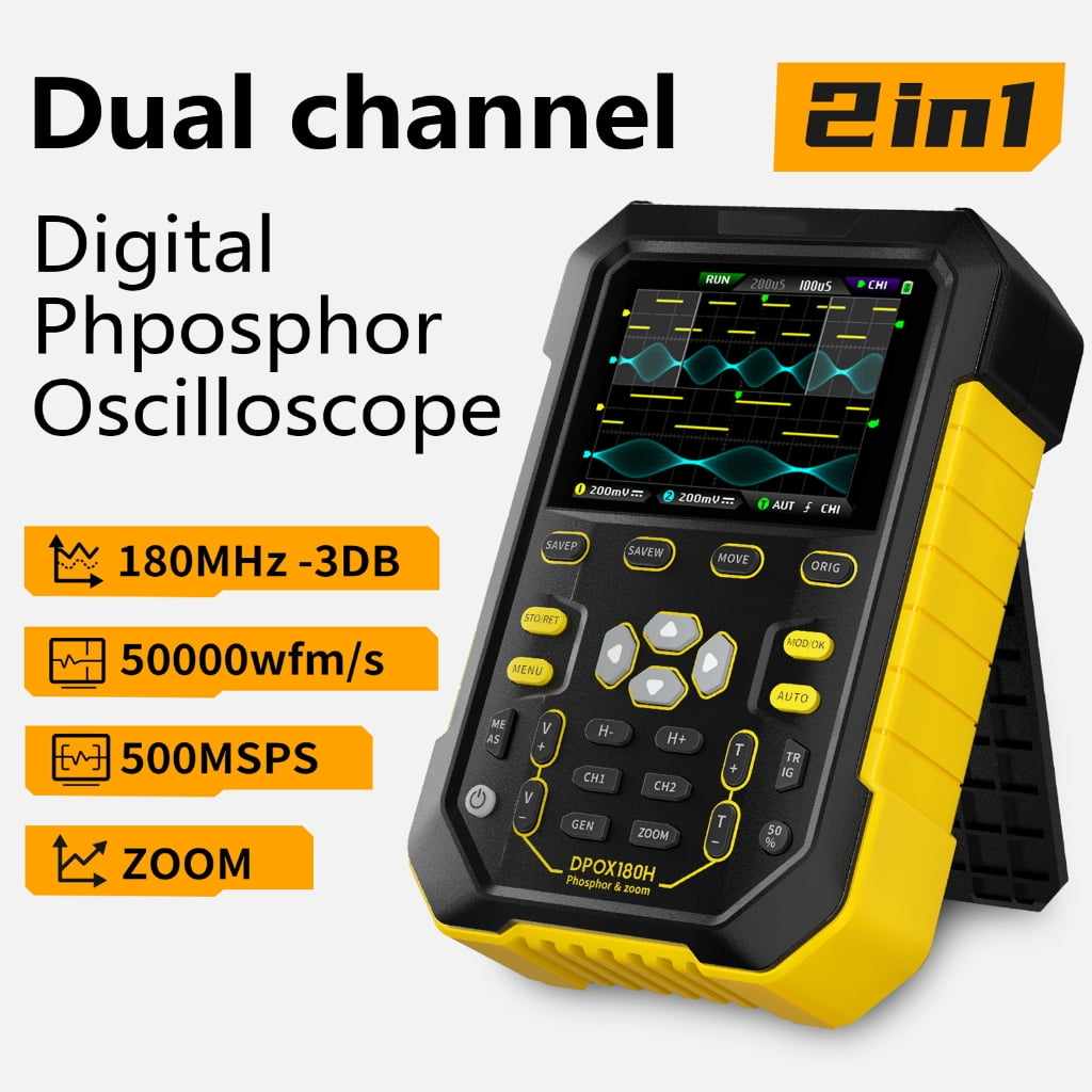 Handheld Digital Oscilloscope 180MHz Analog Bandwidth 500MSPS Sampling Rate