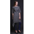 thumbnail image 5 of Bimba Blue Damask Shibori Printed Asymmetrical Kurti Tops For Women Indian Summer Dress Tunic X-Large, 5 of 6