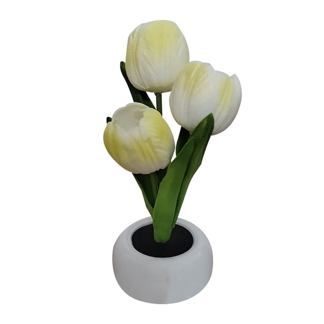 Lámpara de mesa LED con forma de flor | Luz nocturna de imitación de porcelana | Brillo suave sin parpadeos | Funciona con pilas de bajo consumo | Luz nocturna decorativa para dormitorio | Regalo