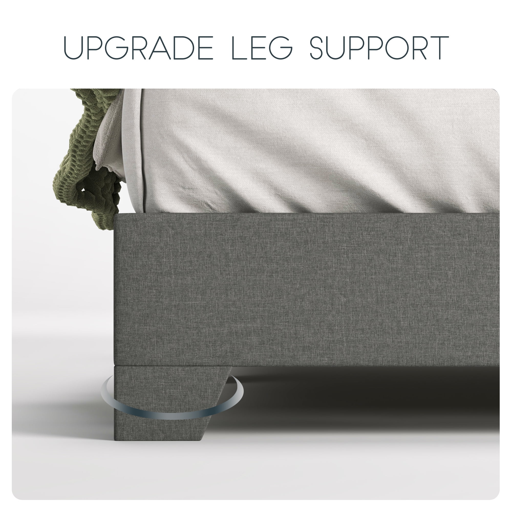 Einfach Queen Size Fabric Upholstered Bed Frame with Adjustable Headboard, No Box Spring Needed, Deep Grey, Low