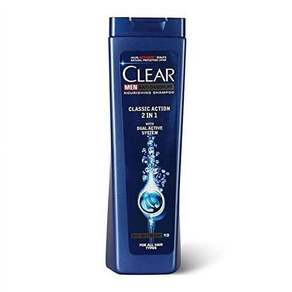 Clear Classic Action 2 In 1 With Dual Active System Anti-Dandruff Shampoo 6x400ML 13.53OZ Pack of 6