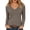 Khaki, variant on Utoimkio Women's V Neck Long Sleeve Undershirts Slim Fitted Stretchy Casual Basic Tee for Daily Wear Size XS-XL