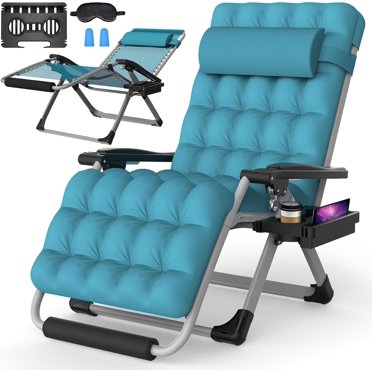 Oversized Zero Gravity Chair With Cushion - XL Folding Recliner For Patio, Pool, Or Camping