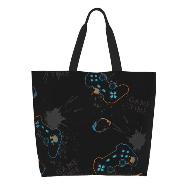 Wukai Sac d'Épicerie Réutilisable Imprimé Jeu Sacs de Courses Sac de Poignée de Courses Adapté pour Extérieur Sac Quotidien Pratique