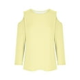 thumbnail image 5 of Yxbdin Cold Shoulder Blouses for Women Casual Crew Neck Basic Shirts Comfy 3/4 Sleeve Solid Color Tshirts Outdoor Vacation Outfits for Fall, 5 of 7