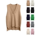 thumbnail image 6 of Sahpxhe Sweater Vest Women Sleeveless V Neck Knit Pullover Top Soft Lightweight Sweater Side Slit Hem Layering Piece for Fall Gray Free Size, 6 of 6