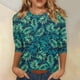 thumbnail image 2 of Camisas de manga 3/4 para mujer SCZ camisetas gráficas estampadas blusas casuales tallas grandes verde XL, 2 of 5