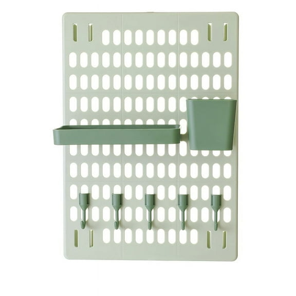 Triani Pegboard Combination Kit, 1 Pegboards and 7 Accessories Modular Hanging for Wall Organizer, Crafts Organization, Ornaments Display, Nursery Storage, 16.5" x 11.8", Green | Peg Boards