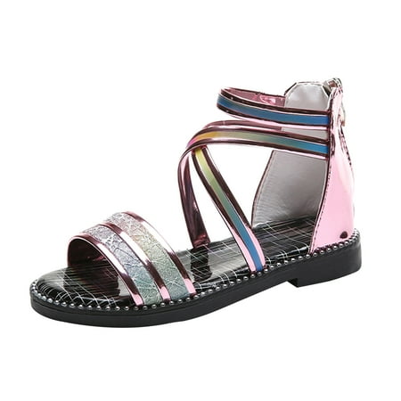 

Child Shoes Girls Sandals With Zipper Strappy Sandals Little Princess Roman Shoe Weeding Guest Party Shoes For Child Running Footwear