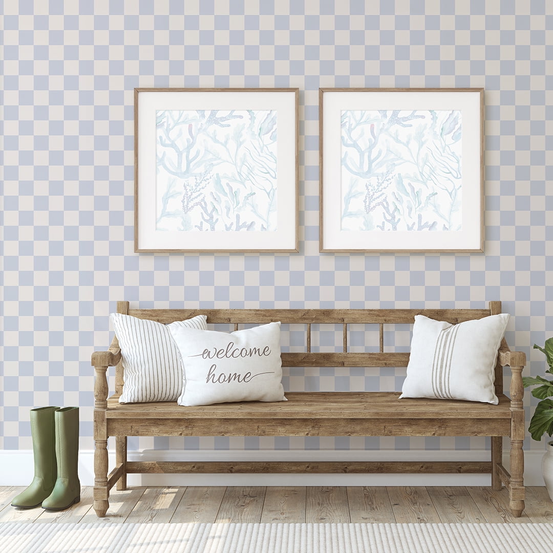 Tempaper Checkmate Periwinkle Peel and Stick Wallpaper, 20.5" x 16.5'