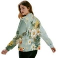 thumbnail image 3 of DISNIMO Daisy Printed Women's Zip Up Sweatshirt V Neck Jackets Zip Up Outwear Long Sleeve Sweatshirts with Pockets, S, 3 of 7