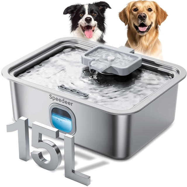 Fuente de agua para perros Speedeer de acero inoxidable de 15 litros para perros grandes