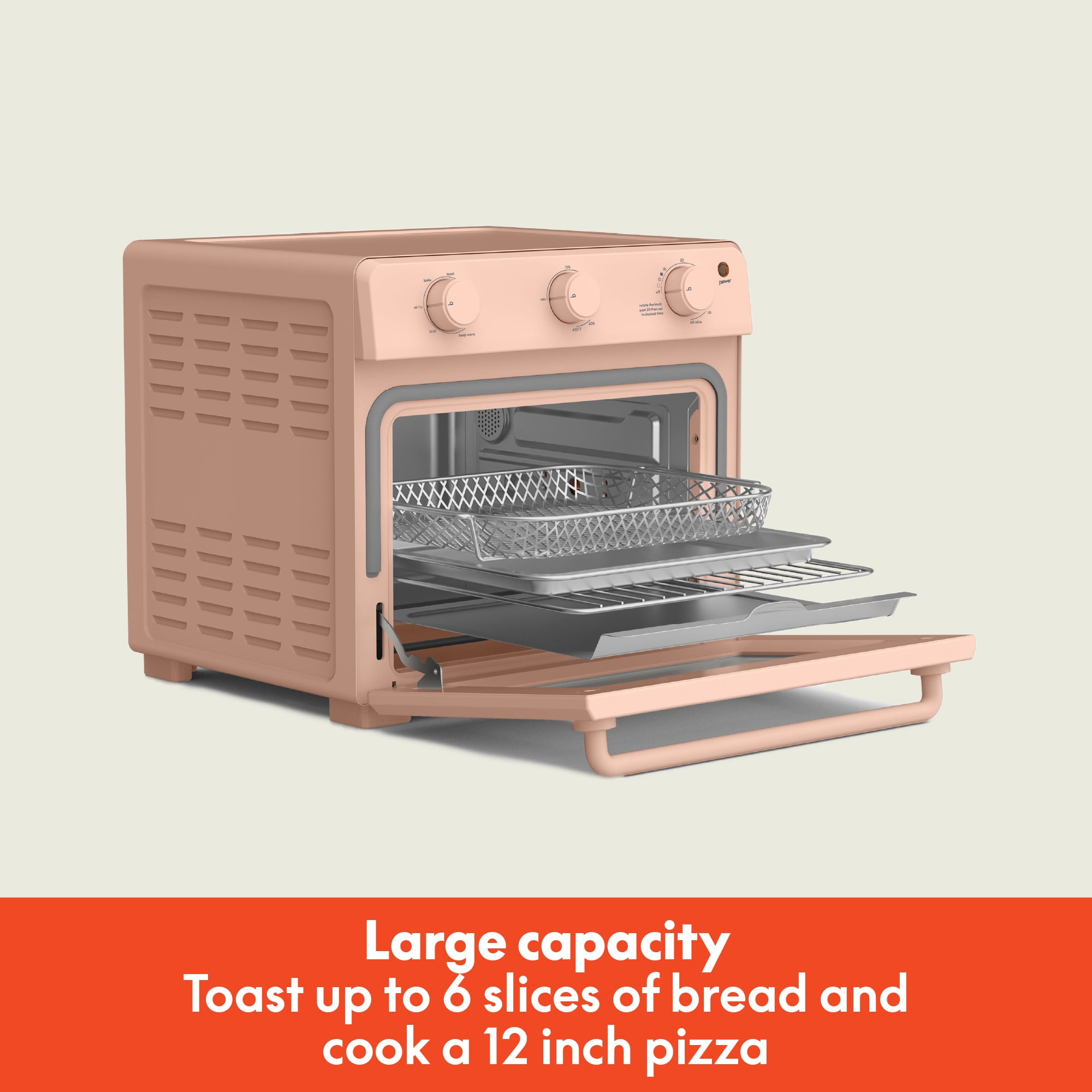 bella 6-Slice Air Fry Toaster Oven with 7 Preset Cooking Options and EverGood™ Nonstick Coated Trays, Blossom