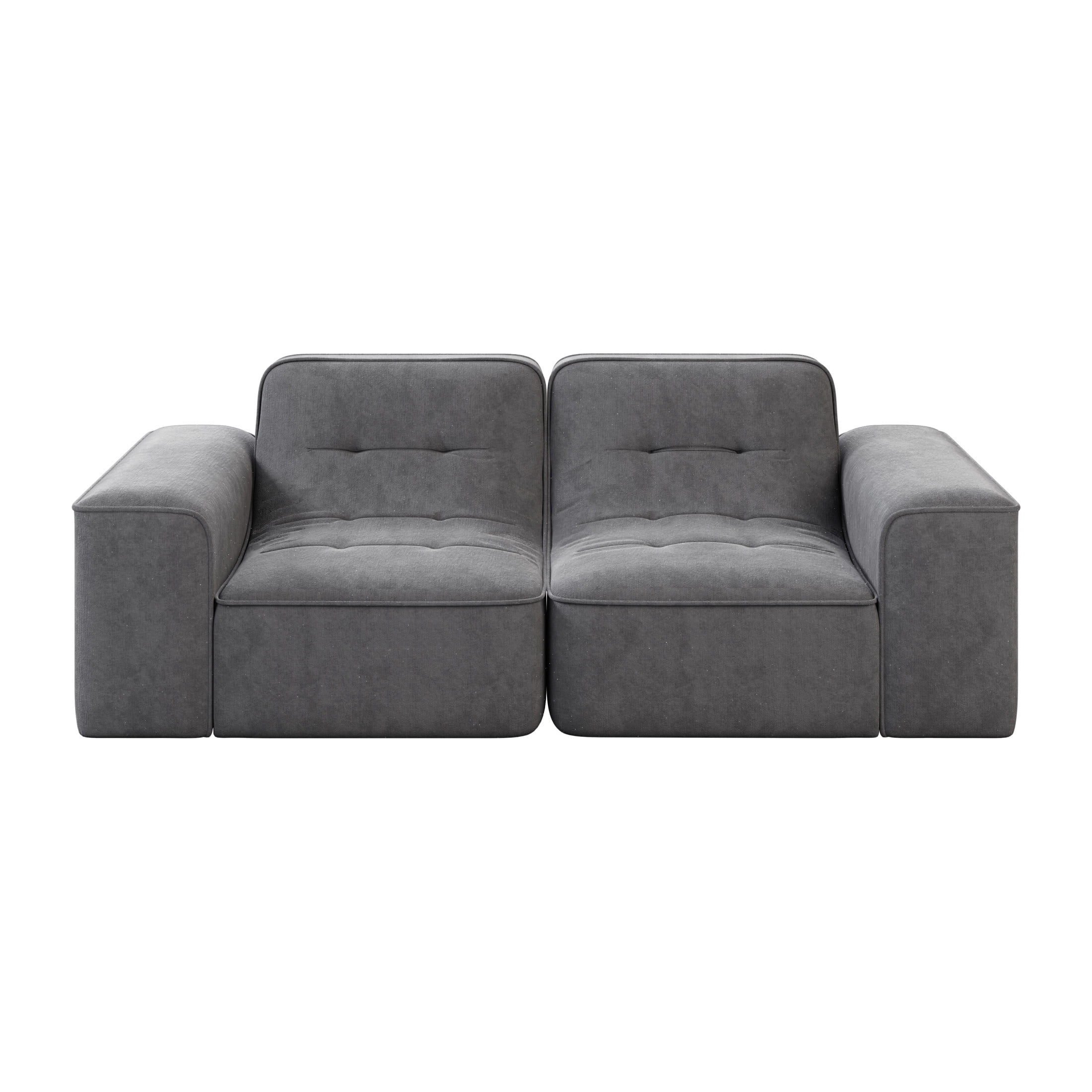 Noble House 84" Modular Sectional 3-Seater Sofa, Tufted Sparkling Chenille Deep Seat Couch, Living Room, Gray