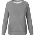 thumbnail image 2 of Aricy Womens Long Sleeve Sweatshirt Casual Crewneck Cute Pullover Tops Lightweight Workout Pullover Soft Trendy Sweatshirt with Pocket, 2 of 3