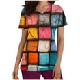 thumbnail image 2 of BEFOKA Printed Scrub Tops Women Short Sleeve V Neck Medicals Nurse Shirt Soft Casual Uniform with Pockets 2025 Scrub Tops for Women Comfortable Work Uniform, 2 of 5