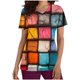 thumbnail image 1 of Vestido Corto para las Mujeres con Cuello en V Imprimir Manga Corta Bolsillo Enfermera Top, Poliéster Ligero para el Hogar Diario Y Desgaste Casual, 1 of 1
