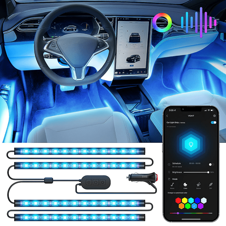 LED Car Lights with App Control, 16 Million Colors & 30 Scenes
