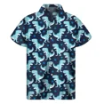 thumbnail image 4 of Camisas hawaianas con estampado de dinosaurios para hombre, camisa de verano con solapa y estampado 3D de animales, blusa holgada de manga corta con botones para la calle, 4 of 5