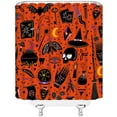 thumbnail image 3 of Halloween Shower Curtain Black Alchemy Skull Skeleton Ghost Pumpkin Magic Witch Witchcraft Moon Star Gothic Spooky Halloween Fabric Bathroom Decor Curtain with Hooks, 3 of 3