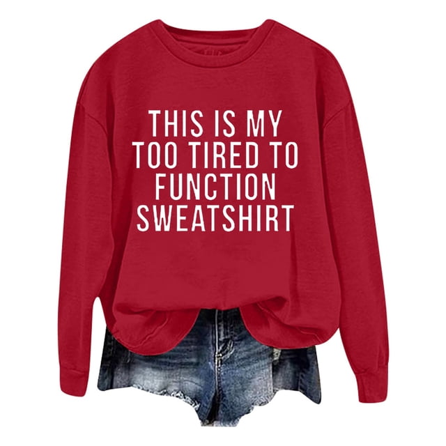 WEAIXIMIUNG Sweatshirts pour Femmes Mode Décontractée Couleur Unie Manches Longues Imprimé Lettre Col Rond Hoodie
