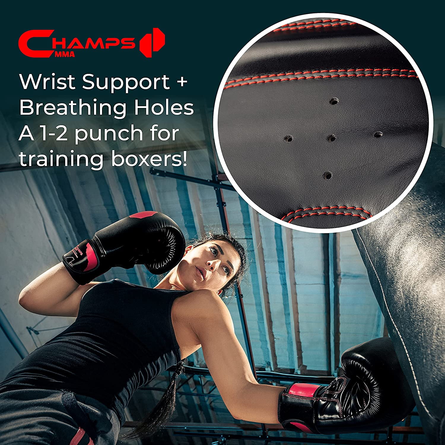 Champs Boxing Gloves for Men and Women – Breathable Martial Arts Gloves with Superior Wrist Support & Shock Absorption – Padded Kickboxing, Boxing, & Muay Thai Gloves for Athletes by Champs MMA