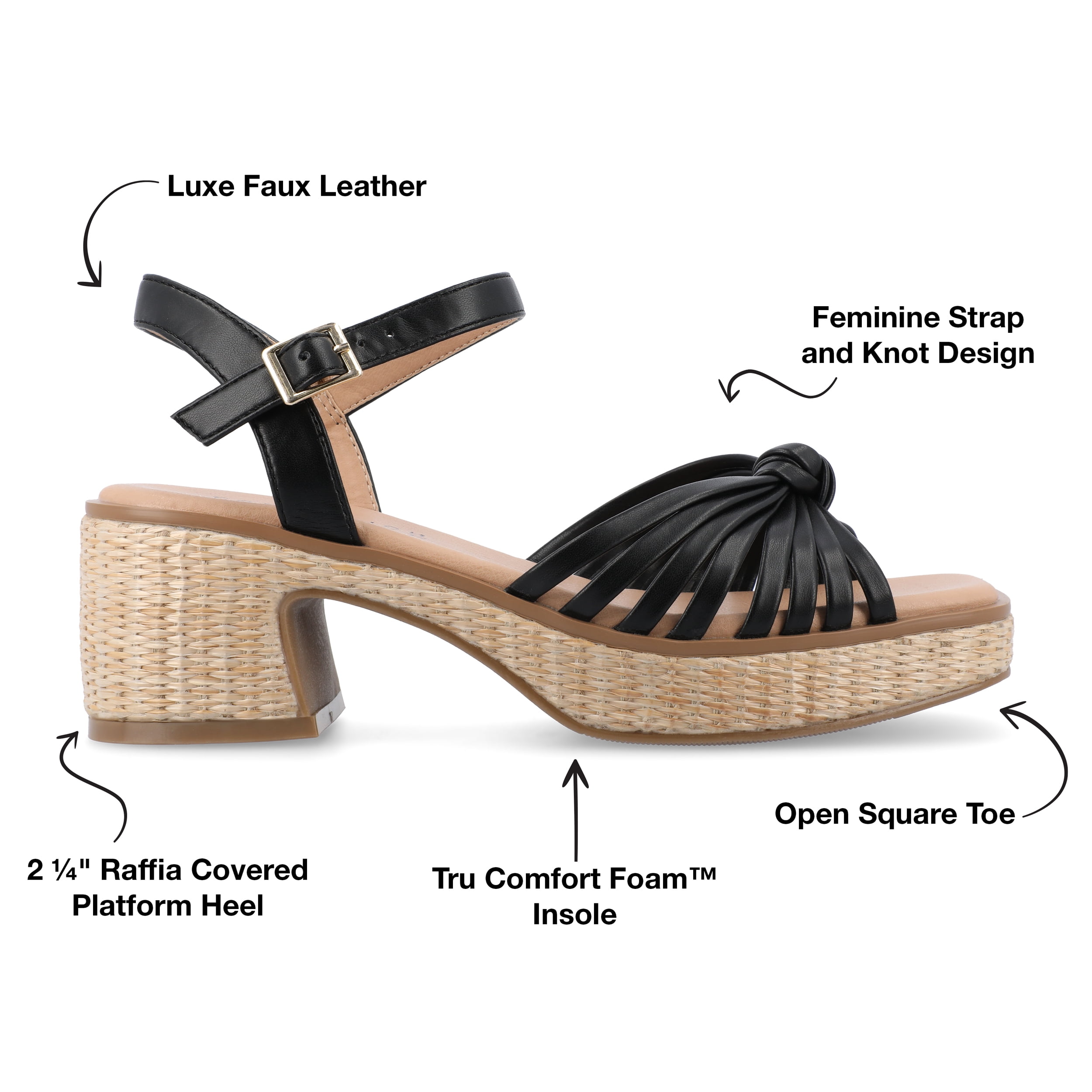 Journee Womens Hally Raffia Outsole Platform Dress Sandals