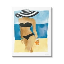 Stupell Industries Girl on Beach Painting Nature Painting Gallery Wrapped Canvas Print Wall Art, 30 x 40