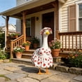 thumbnail image 6 of Porch Goose Outfit Set with Printed Sun Hat Bow Top Skirt, 23 Inch Porch Gander Statue Costume, Summer Garden Yard Decor, 6 of 6