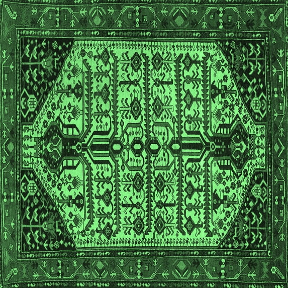 Ahgly Company Indoor Square Persian Emerald Green Traditional Area Rugs, 4' Square