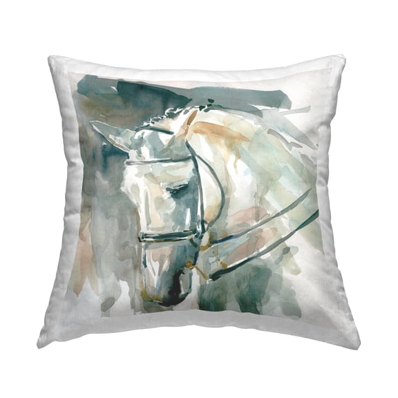 Stupell Industries Contemporary Horse Portrait Solemn Equestrian Pose Contemporary Green,18 x 7 x 18 Decorative Pillows
