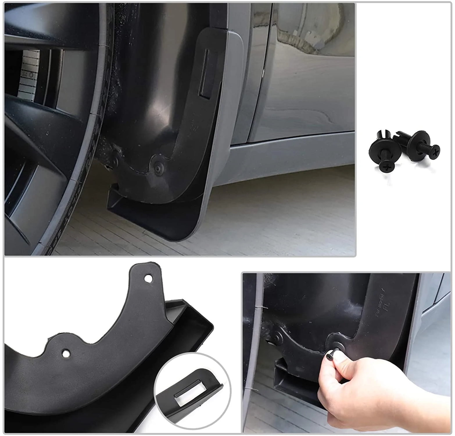 Tesla Model Y Mud Flaps, No Drill, Front  Rear, 2020-2024
