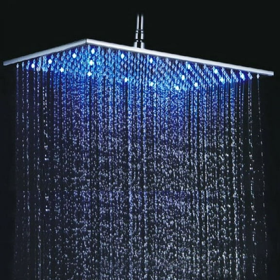 Juno 200*400mm Stainless Steel Rectangle Brushed LED Rainfall Shower Head