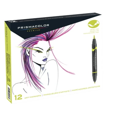 Prismacolor Premier Double-Ended Art Markers, Fine and Brush Tip, Assorted Colors, 12 Count