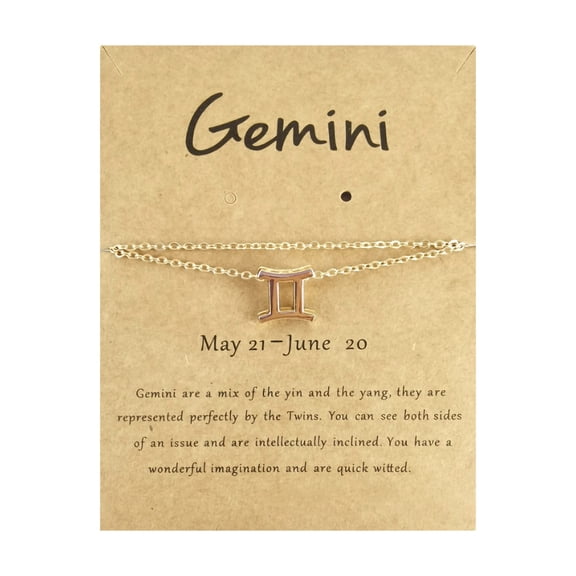 PONPRNGY 1Pc 12 Constellation Horoscope Bracelet Gold Plated Crystal Zodiac Sign Bracelets with Exquisite Letter Astrology Horoscope Card for Women Birthday Jewelry
