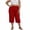 Red, variant on Kaemgyyd Plus Size Capris for Women Stylish Lightweight Elastic High Waist Capri Pants Casual Solid Color Wide Leg Cropped Pants