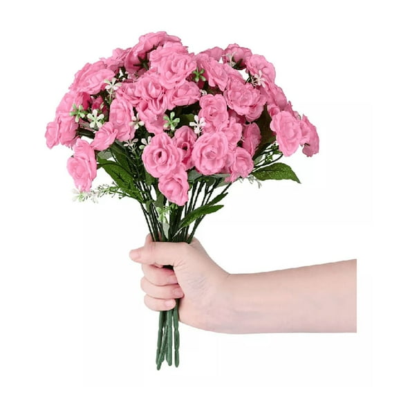 6 Ramos Flores Artificiales Rama Decoración ROSA