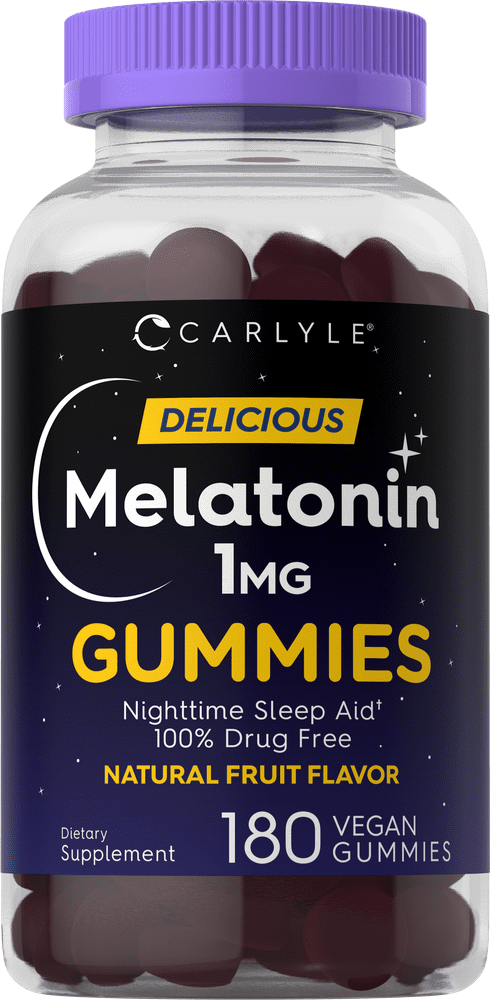 Carlyle Melatonin Gummies | 1 mg 180 Count | Natural Fruit Flavor | Nighttime Sleep Aid Gummy | Vegan, Non-GMO, Gluten Free