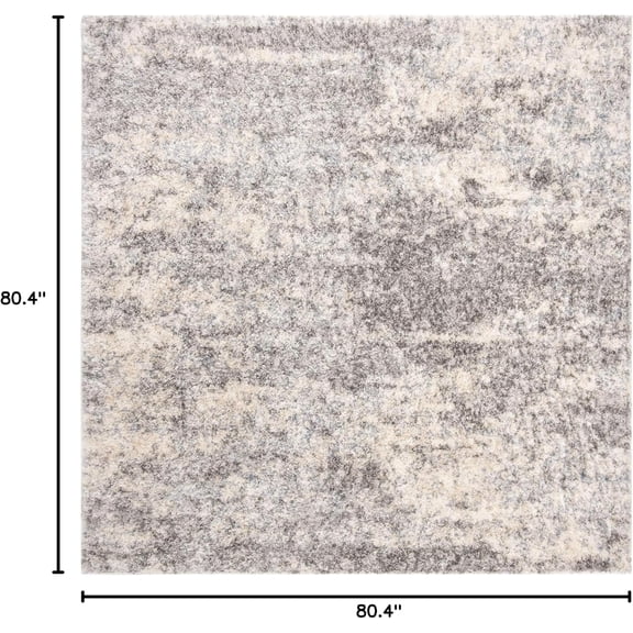 Berber Shag Collection Area Rug - 6'7" Square, Grey Blue & Cream, Abstract Design, Non-Shedding & Easy Care, 1.2-inch Thick Ideal for High Traffic Areas in Living Room, Bedroom (BER219G)