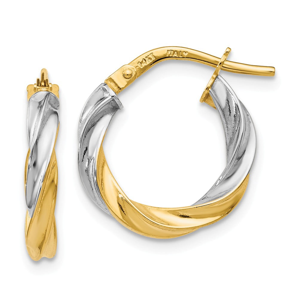 14K Two-Tone Gold Earring Hoop Women'S Twisted 17 mm 15 - Walmart.com