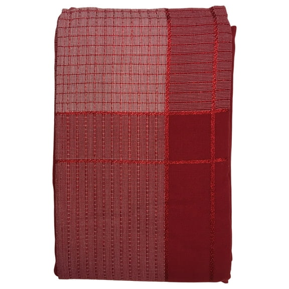 Winter Wonderland Red Metallic Crescent Plaid Christmas Tablecloth, 52x70 Obl