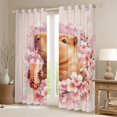 thumbnail image 2 of Erosebridal Milk Tea Capybara Blackout Curtains Set of 2 (52x84 Each) for Kid, Flower Window Curtains, 2 of 6