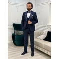 thumbnail image 6 of Men's 3 Piece Black Suit Slim Fit One Button Prom Suits Set Blazer Vest Trousers XL, 6 of 9