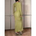 thumbnail image 5 of Women'S Casual Long Sleeve Maxi Dress Spring Fall Square Neck Soft Lounge Long Bodycon Dress Grass Green XL, 5 of 8