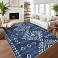 thumbnail image 2 of Hasoo Large Indoor Area Rugs 10' x 13' Rug for Living Room Washable Modern Rhomboid Carpet, Blue, 2 of 7