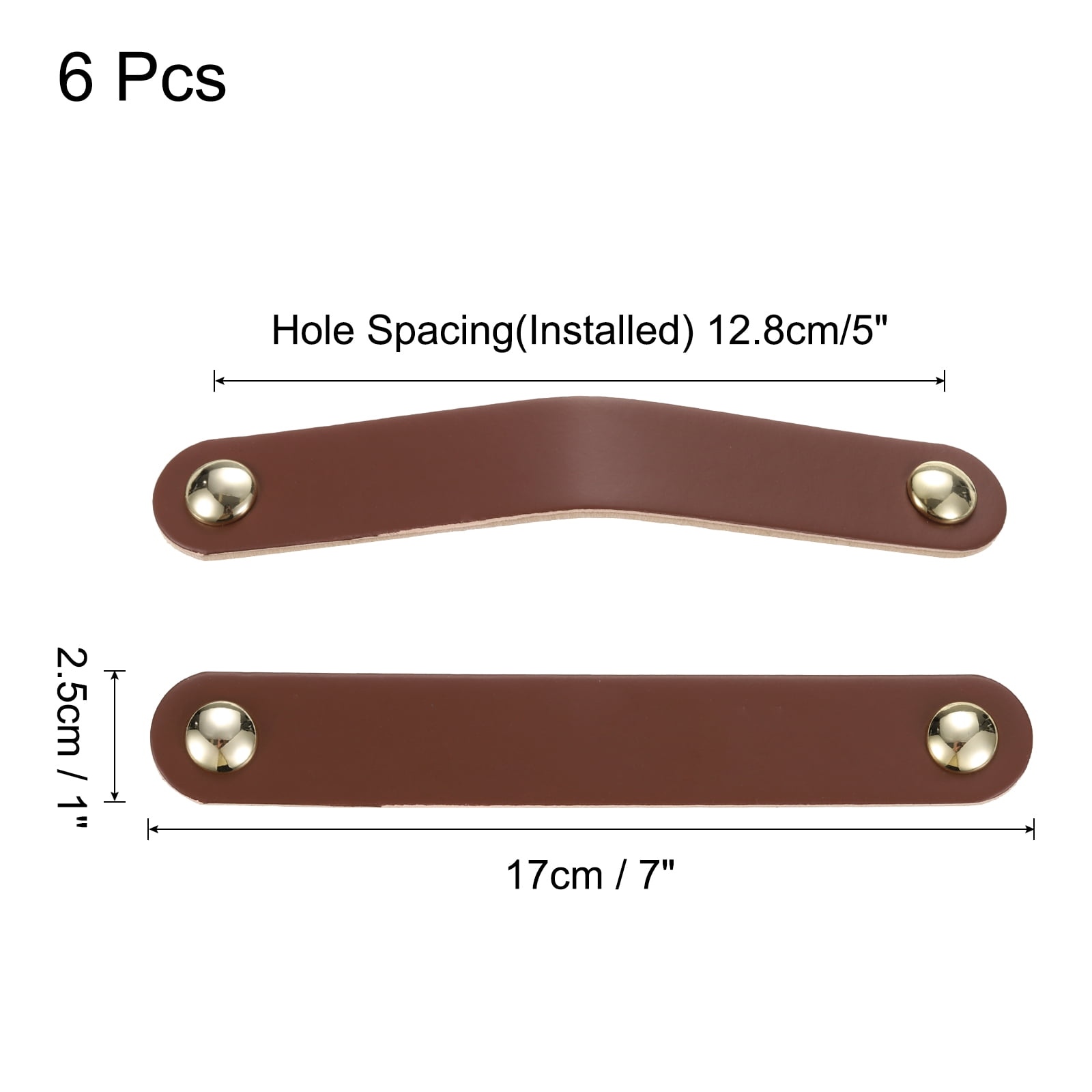Unique Bargains Leather Pulls Double Hole Leather Drawer Knobs Dresser Handles Brown/Gold