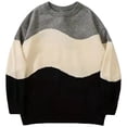 thumbnail image 3 of Suéter de punto de retazos para hombre 2024, ropa de calle de hip hop japonesa, suéteres holgados informales retro vintage de gran tamaño de estilo Harajuku, 3 of 6